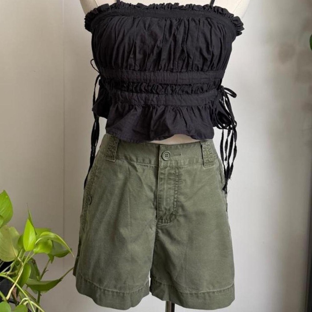 Liz Wear Liz Claiborne Olive Green Utility Cargo Shorts High Waisted Women Small